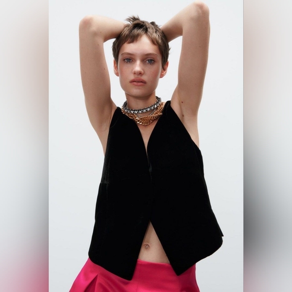 Zara Combination Velvet Vest - Picture 3 of 15